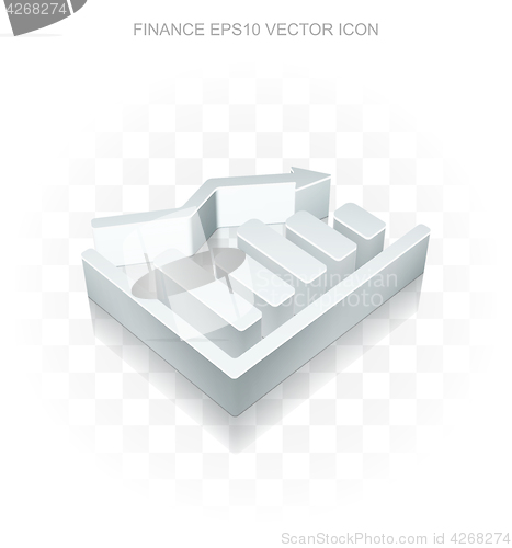 Image of Finance icon: Flat metallic 3d Decline Graph, transparent shadow, EPS 10 vector.
