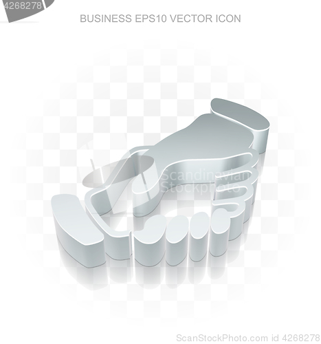 Image of Finance icon: Flat metallic 3d 3dHandshake, transparent shadow, EPS 10 vector.