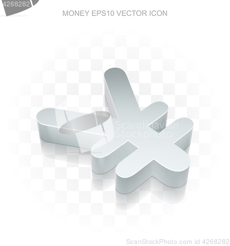 Image of Banking icon: Flat metallic 3d Yen, transparent shadow, EPS 10 vector.