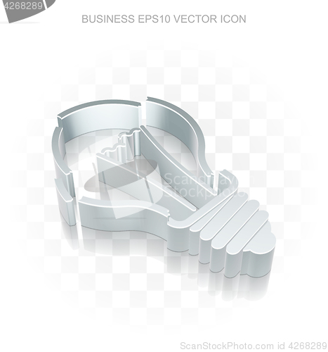 Image of Finance icon: Flat metallic 3d Light Bulb, transparent shadow, EPS 10 vector.