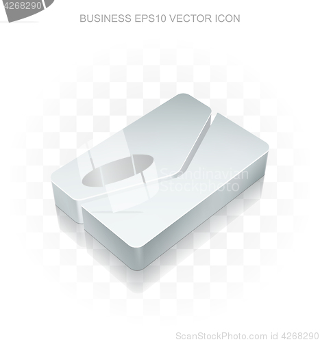 Image of Business icon: Flat metallic 3d Email, transparent shadow, EPS 10 vector.