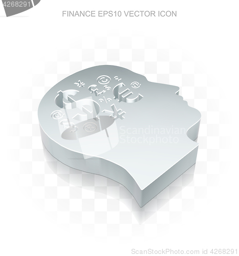 Image of Finance icon: Flat metallic 3d Head With Finance, transparent shadow, EPS 10 vector.