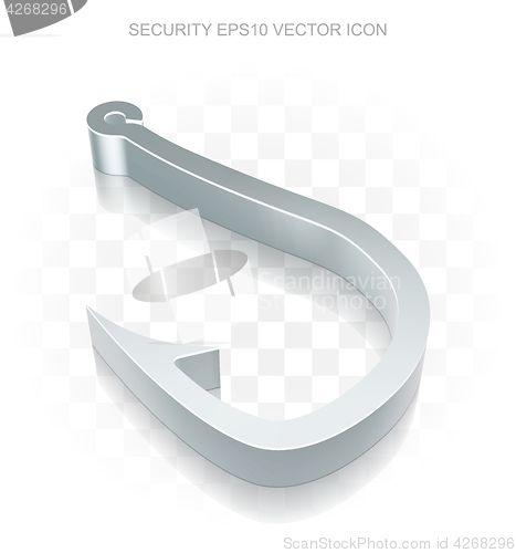 Image of Protection icon: Flat metallic 3d Fishing Hook, transparent shadow, EPS 10 vector.