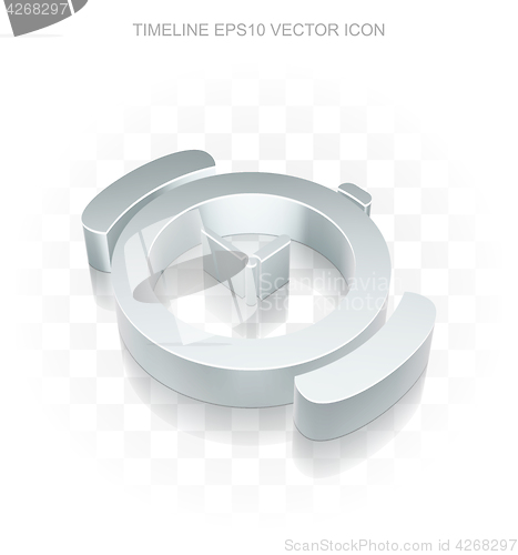 Image of Timeline icon: Flat metallic 3d Watch, transparent shadow, EPS 10 vector.