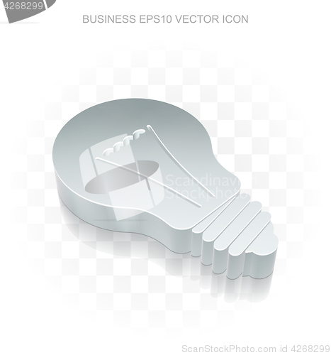 Image of Finance icon: Flat metallic 3d Light Bulb, transparent shadow, EPS 10 vector.
