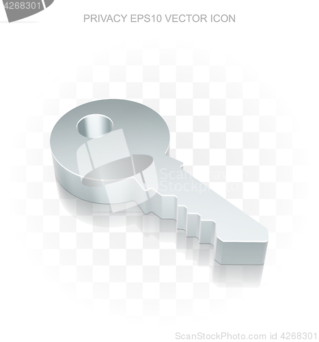 Image of Safety icon: Flat metallic 3d Key, transparent shadow, EPS 10 vector.
