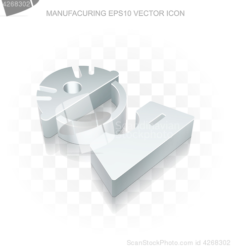 Image of Industry icon: Flat metallic 3d Factory Worker, transparent shadow, EPS 10 vector.