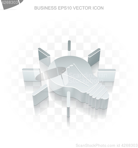 Image of Finance icon: Flat metallic 3d Light Bulb, transparent shadow, EPS 10 vector.