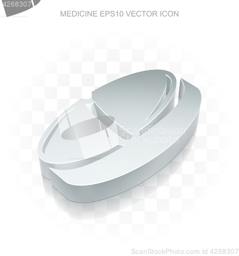 Image of Health icon: Flat metallic 3d Pill, transparent shadow, EPS 10 vector.