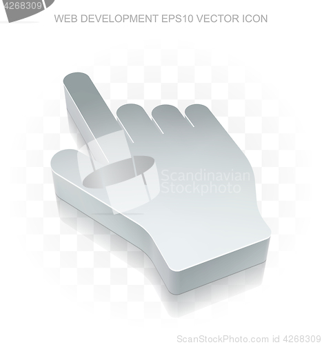 Image of Web design icon: Flat metallic 3d Mouse Cursor, transparent shadow, EPS 10 vector.