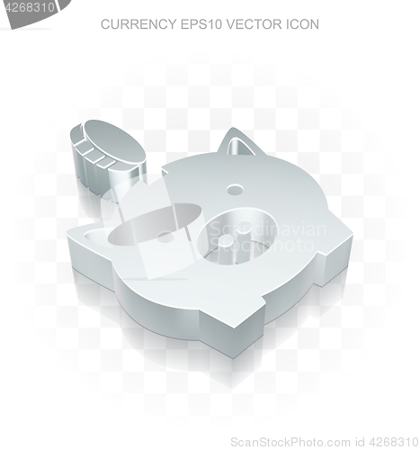 Image of Banking icon: Flat metallic 3d Money Box With Coin, transparent shadow, EPS 10 vector.