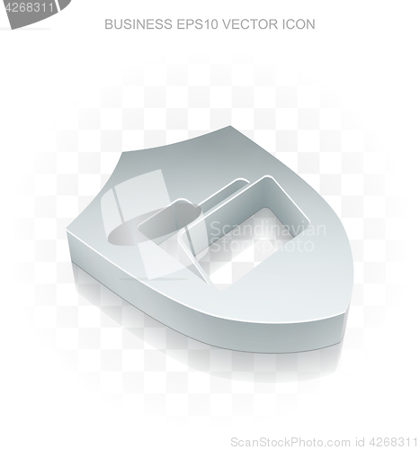 Image of Finance icon: Flat metallic 3d Folder With Shield, transparent shadow, EPS 10 vector.