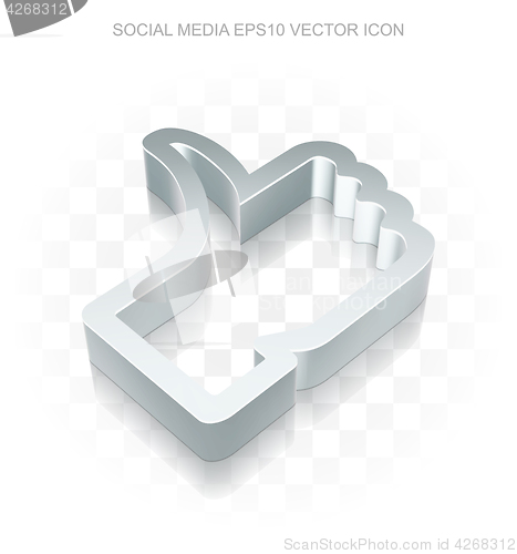 Image of Social media icon: Flat metallic 3d Thumb Up, transparent shadow EPS 10 vector.