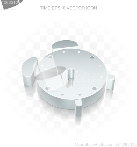 Image of Timeline icon: Flat metallic 3d Alarm Clock, transparent shadow EPS 10 vector.