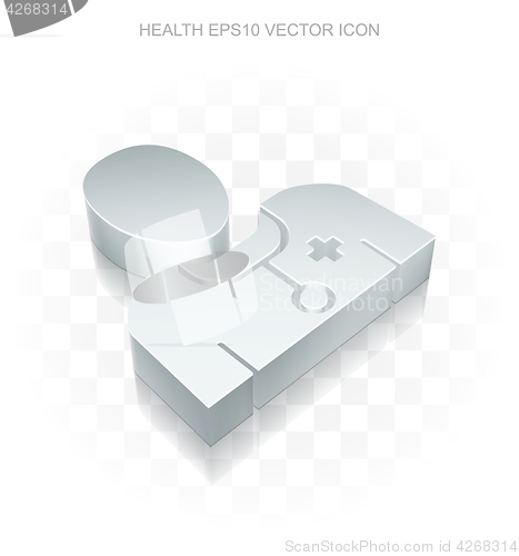 Image of Healthcare icon: Flat metallic 3d Doctor, transparent shadow, EPS 10 vector.