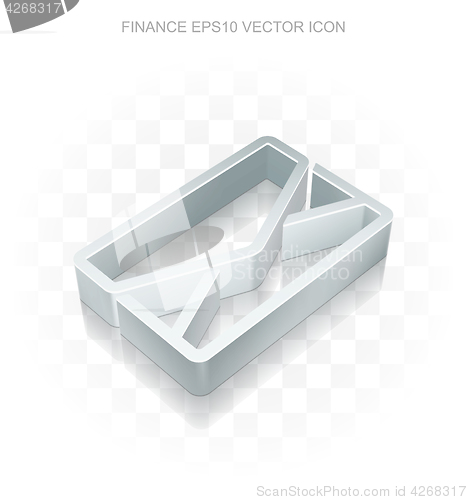 Image of Finance icon: Flat metallic 3d Email, transparent shadow, EPS 10 vector.