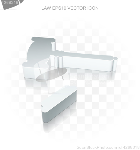 Image of Law icon: Flat metallic 3d Gavel, transparent shadow, EPS 10 vector.