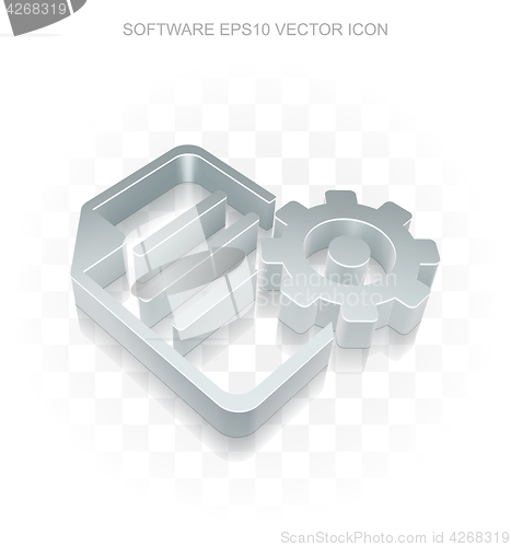 Image of Programming icon: Flat metallic 3d Gear, transparent shadow, EPS 10 vector illustration.