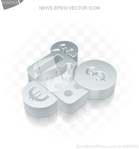 Image of News icon: Flat metallic 3d Calculator, transparent shadow, EPS 10 vector.