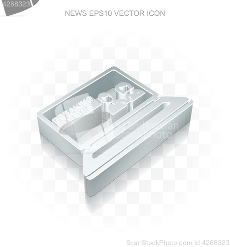 Image of News icon: Flat metallic 3d Breaking News On Laptop, transparent shadow, EPS 10 vector.