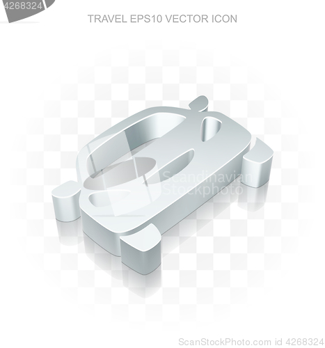 Image of Travel icon: Flat metallic 3d Car, transparent shadow EPS 10 vector.