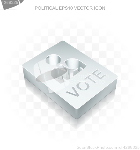 Image of Politics icon: Flat metallic 3d Ballot, transparent shadow, EPS 10 vector.