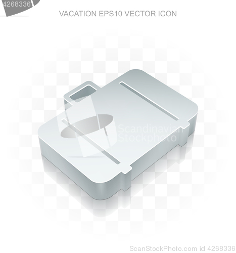 Image of Travel icon: Flat metallic 3d Bag, transparent shadow EPS 10 vector.