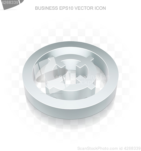 Image of Finance icon: Flat metallic 3d Target, transparent shadow, EPS 10 vector.
