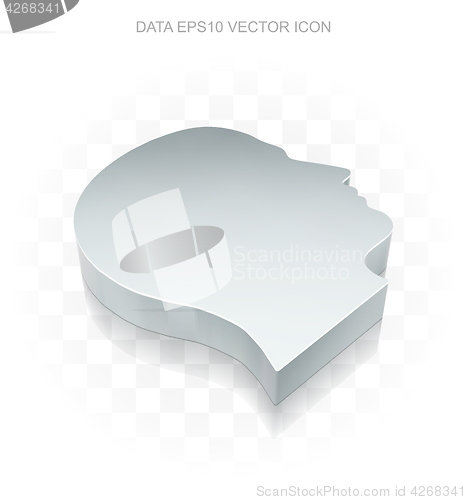 Image of Data icon: Flat metallic 3d Head, transparent shadow, EPS 10 vector.