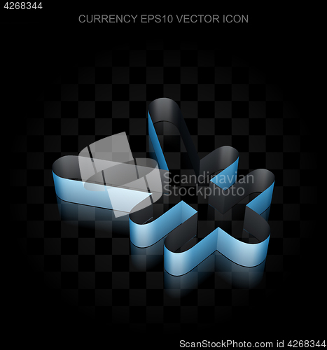 Image of Money icon: Blue 3d Yen made of paper, transparent shadow, EPS 10 vector.