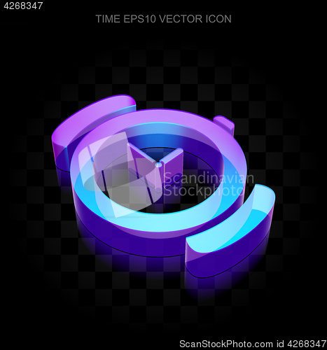 Image of Timeline icon: 3d neon glowing Watch made of glass, EPS 10 vector.