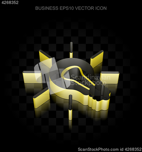 Image of Finance icon: Yellow 3d Light Bulb made of paper, transparent shadow, EPS 10 vector.