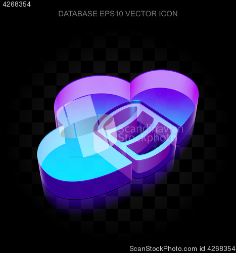 Image of Database icon: 3d neon glowing Database With Cloud made of glass, EPS 10 vector.