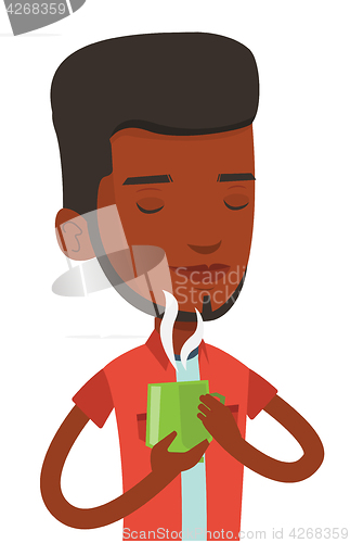 Image of Man enjoying cup of hot coffee vector illustration