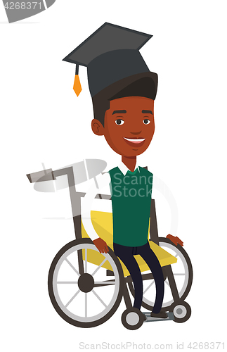 Image of Graduate sitting in wheelchair vector illustration