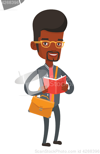 Image of Student reading book vector illustration.