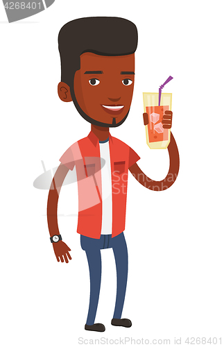 Image of Man drinking cocktail vector illustration.