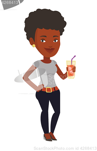 Image of Woman drinking cocktail vector illustration.