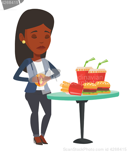 Image of Woman suffering from heartburn vector illustration