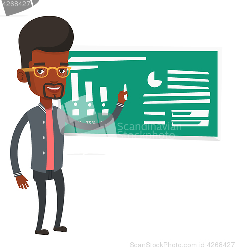 Image of Man writing on a chalkboard vector illustration.