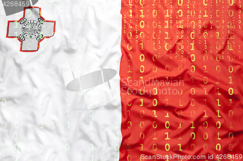 Image of Binary code with Malta flag, data protection concept