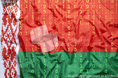 Image of Binary code with Belarus flag, data protection concept