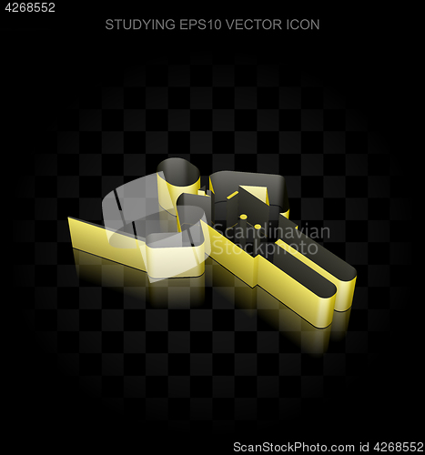 Image of Learning icon: Yellow 3d Teacher made of paper, transparent shadow, EPS 10 vector.