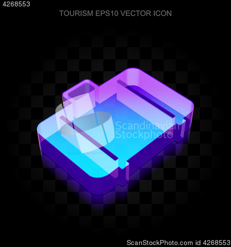 Image of Tourism icon: 3d neon glowing Bag made of glass, EPS 10 vector.