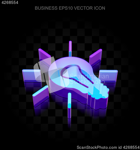 Image of Business icon: 3d neon glowing Light Bulb made of glass, EPS 10 vector.