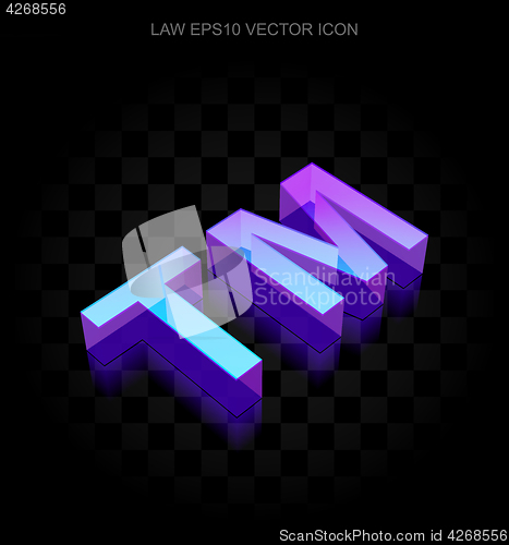 Image of Law icon: 3d neon glowing Trademark made of glass, EPS 10 vector.