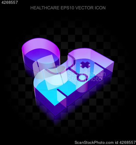 Image of Medicine icon: 3d neon glowing Doctor made of glass, EPS 10 vector.