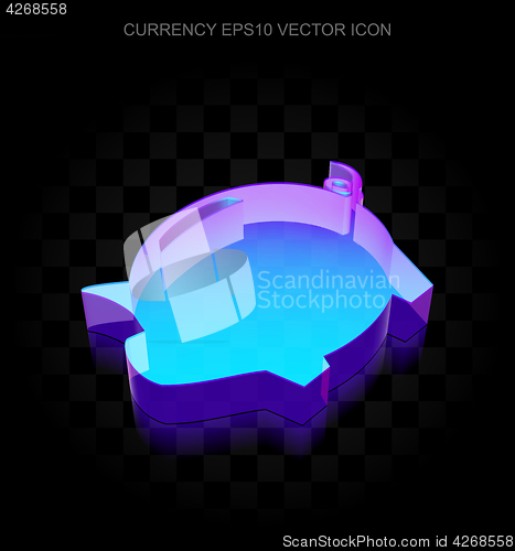Image of Currency icon: 3d neon glowing Money Box made of glass, EPS 10 vector.