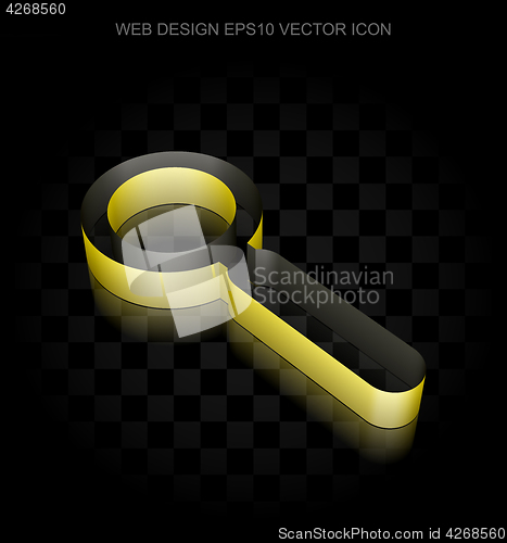 Image of Web design icon: Yellow 3d Search made of paper, transparent shadow, EPS 10 vector.