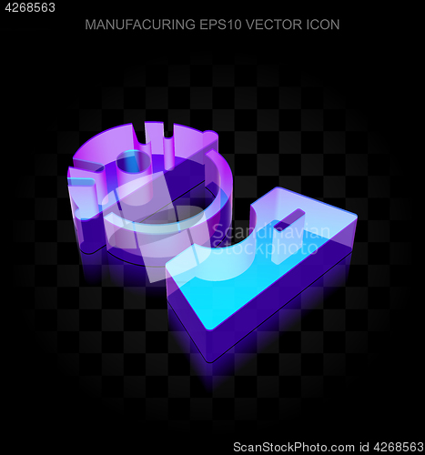 Image of Manufacuring icon: 3d neon glowing Factory Worker made of glass, EPS 10 vector.